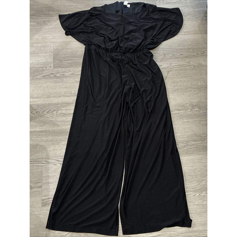 EMMA & MICHELE WOMENS BLACK JUMPER/ JUMPSUIT WITH LOOSE SHORT SLEEVES | Size L